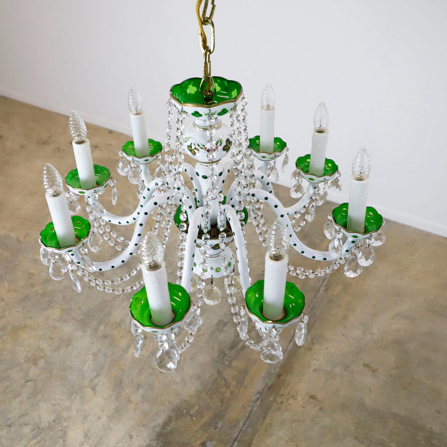 Chippendale Italian Antique Porcelain “Basket” Chandelier For Sale