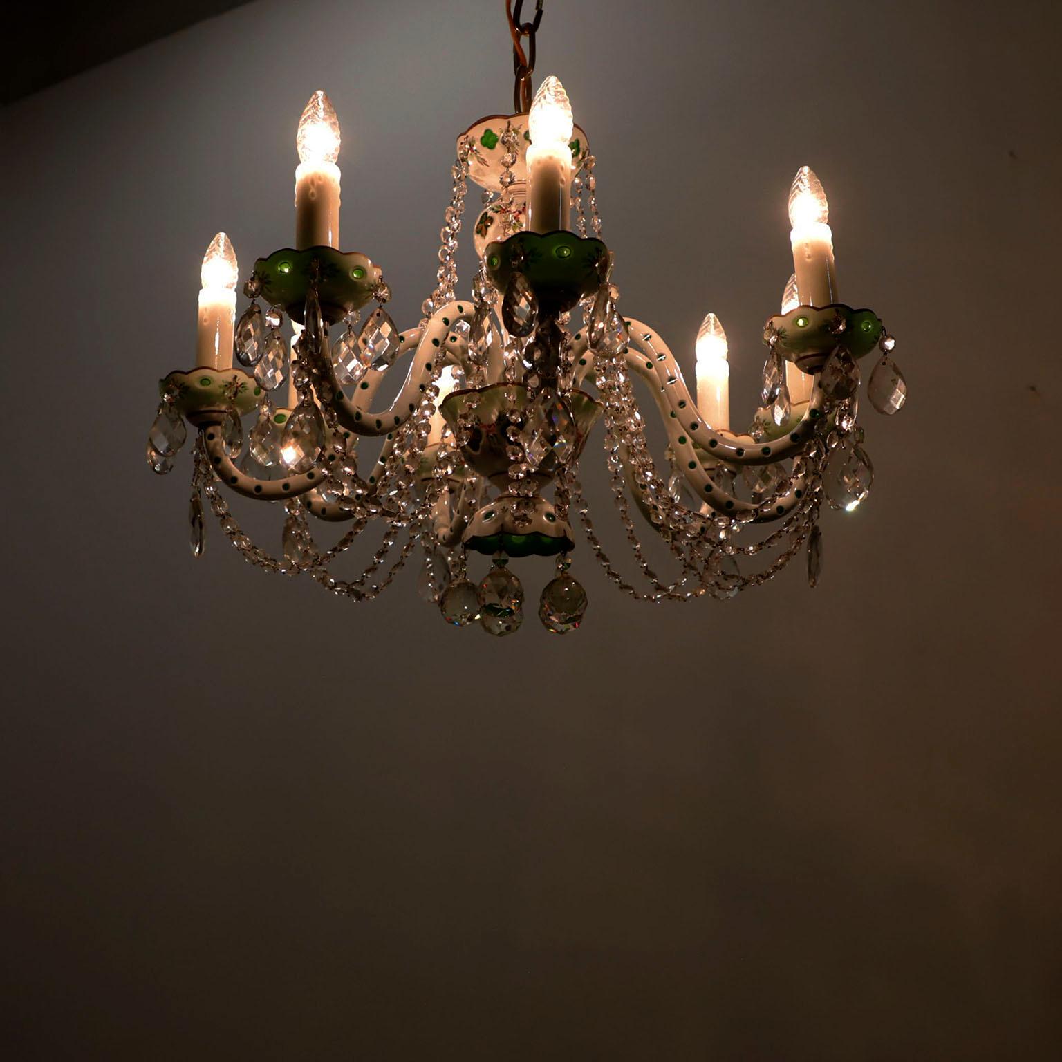 Italian Antique Porcelain “Basket” Chandelier For Sale 2