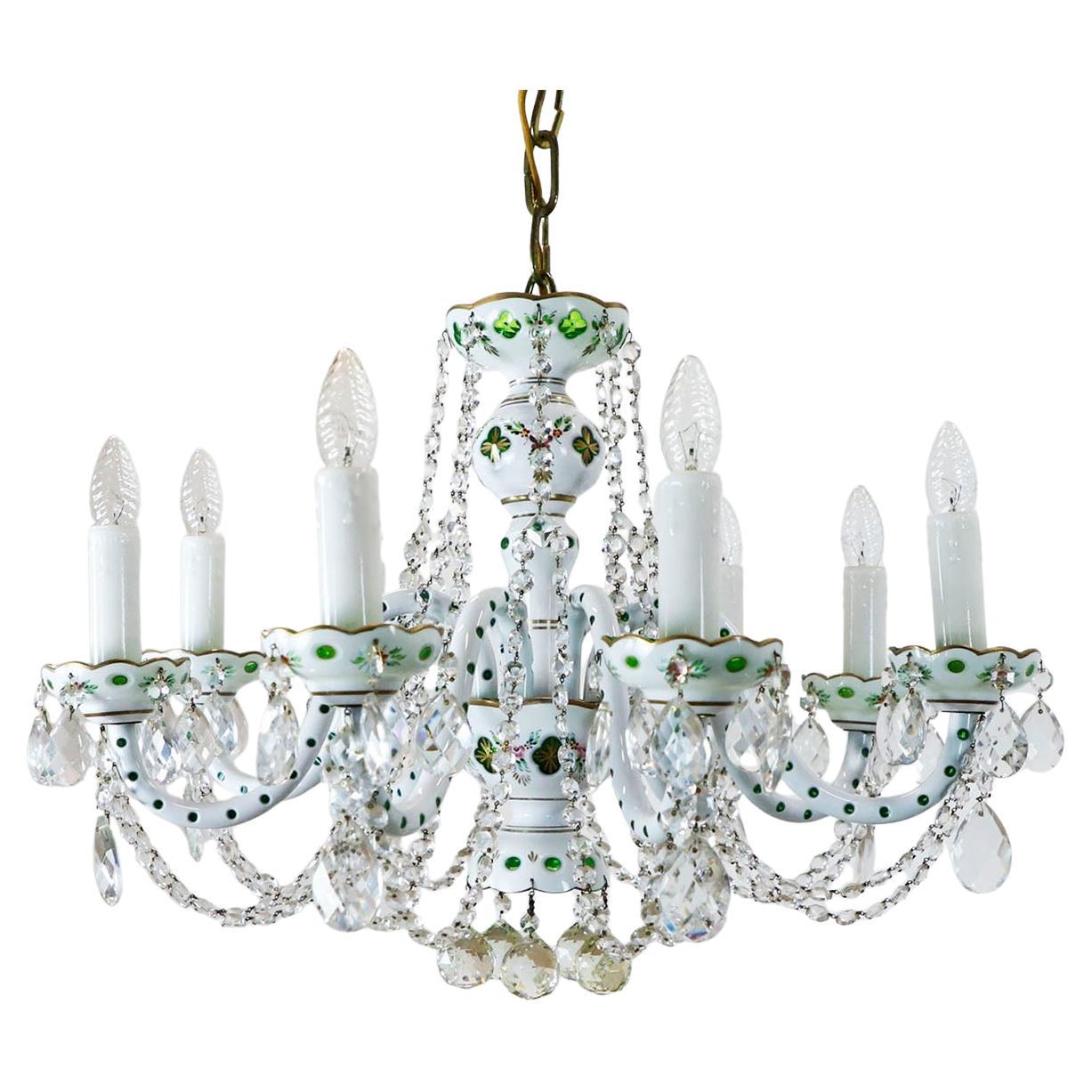 Italian Antique Porcelain “Basket” Chandelier For Sale