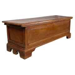 Italian antique rectangular chest with folding top in poplar wood, 1600s