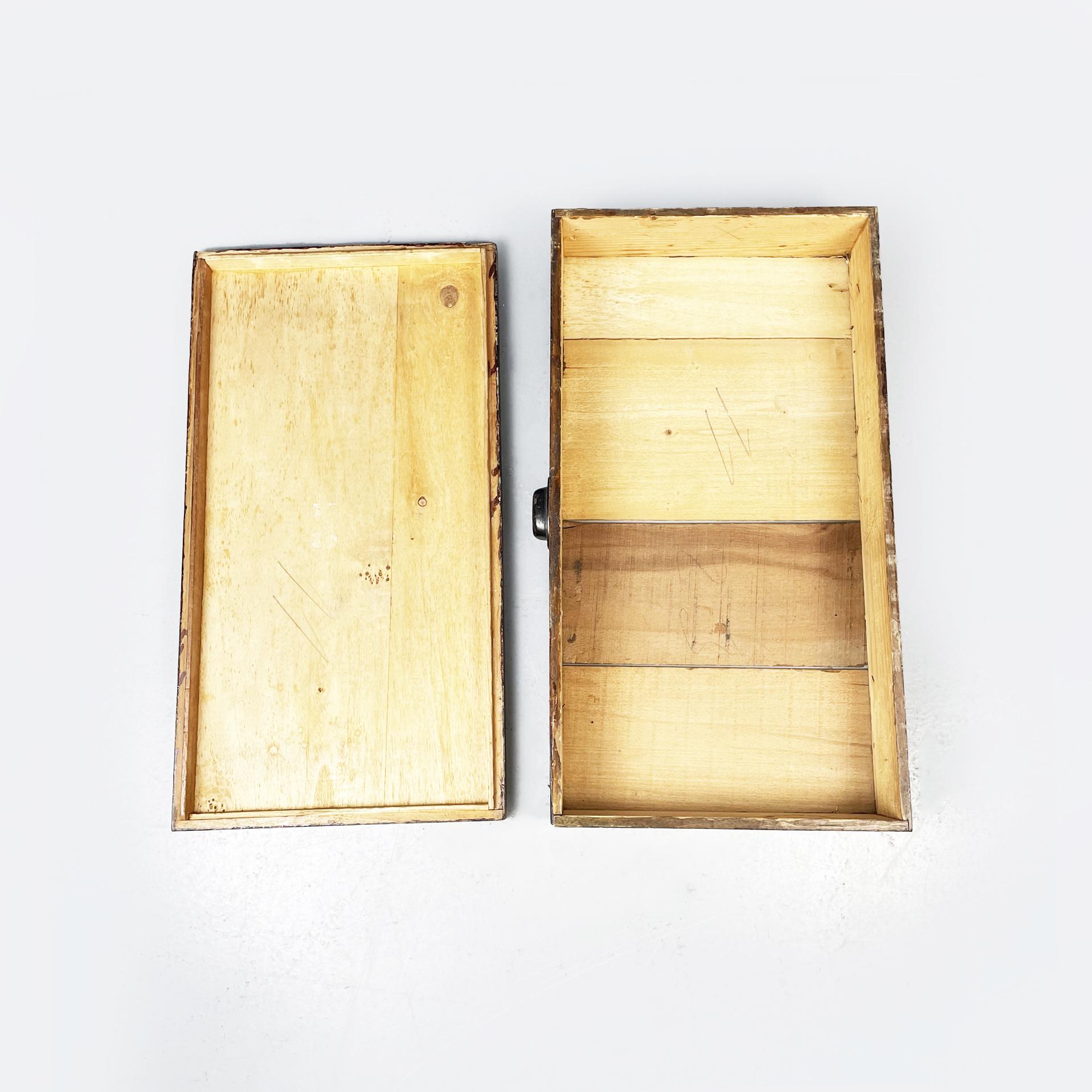 Boîtes de récipients rectangulaires italiennes antiques en bois foncé, années 1900 en vente 4