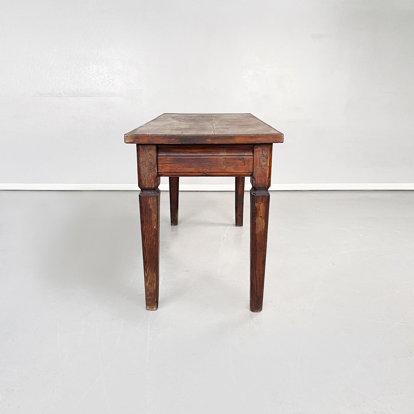 Italian antique Rectangular dining table in dark solid wood , 1900s
Antique simple but elegant dining table in dark solid wood . With rectangular top. Massive legs with a simple silhouette that tighten towards the base. 
Of fine Italian