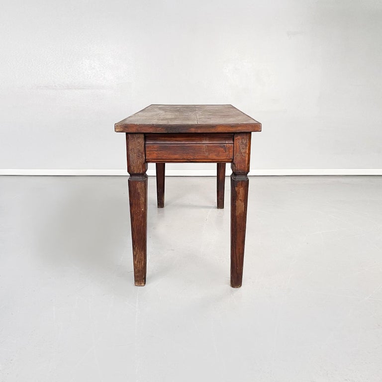 Italian Antique Rectangular Dining Table in Dark Solid Wood, 1900s For Sale at 1stDibs