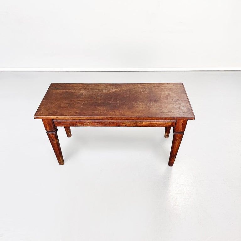 Italian Antique Rectangular Dining Table in Dark Solid Wood, 1900s For ...