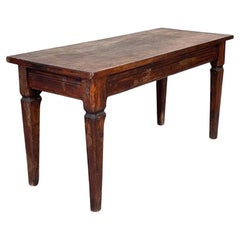 Italian Antique Rectangular Dining Table in Dark Solid Wood, 1900s