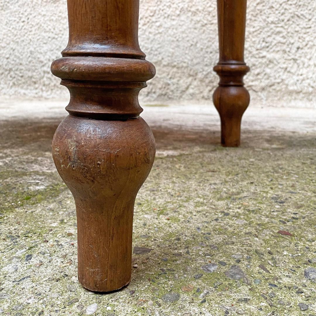 Italienischer antiker rechteckiger italienischer Fir-Tisch mit Messinggriff und geformten Beinen, 1910er Jahre im Angebot 8