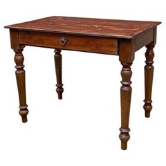 Ancienne table italienne rectangulaire avec poignée en laiton et pieds façonnés, années 1910