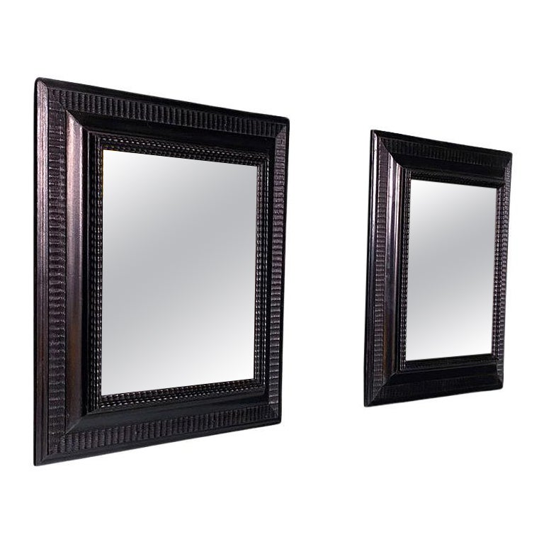 Italian antique rectangular wall mirrors with wooden Guillochè frame, 1900s