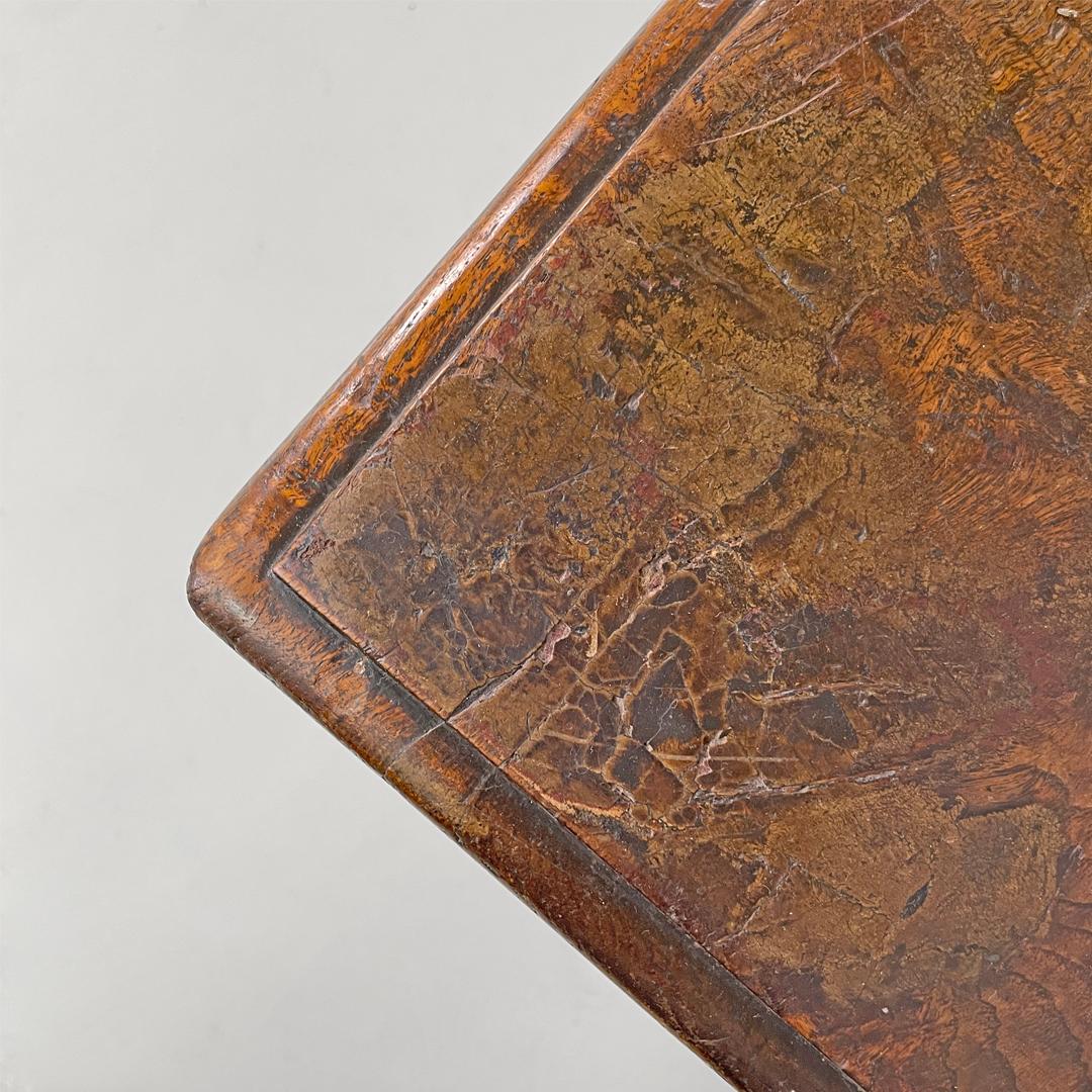 Antiguo banco italiano rectangular de madera, finales del siglo XIX en venta 4