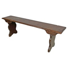 Antiguo banco italiano rectangular de madera, finales del siglo XIX