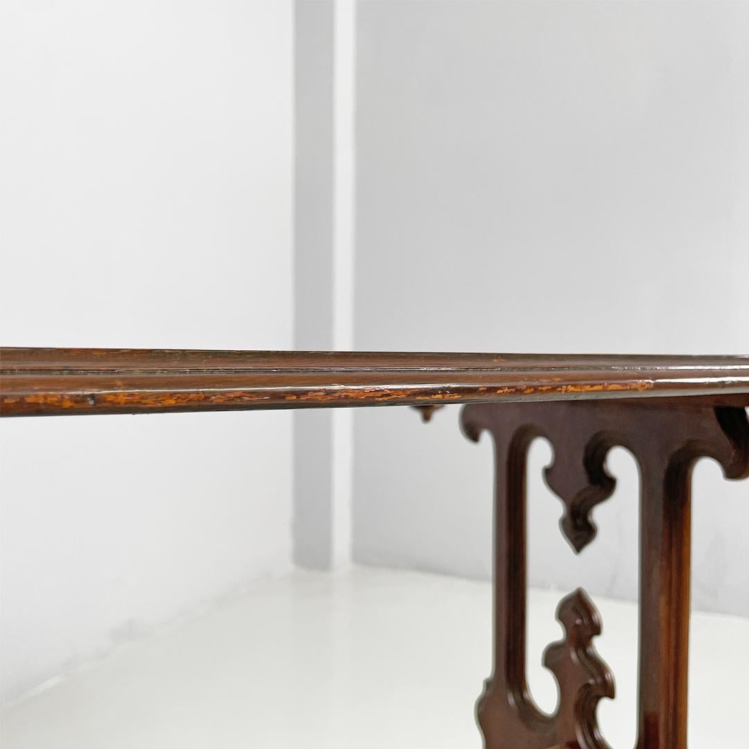 Italian antique rectangular wooden coffee table with wheels, 1800s For Sale 10