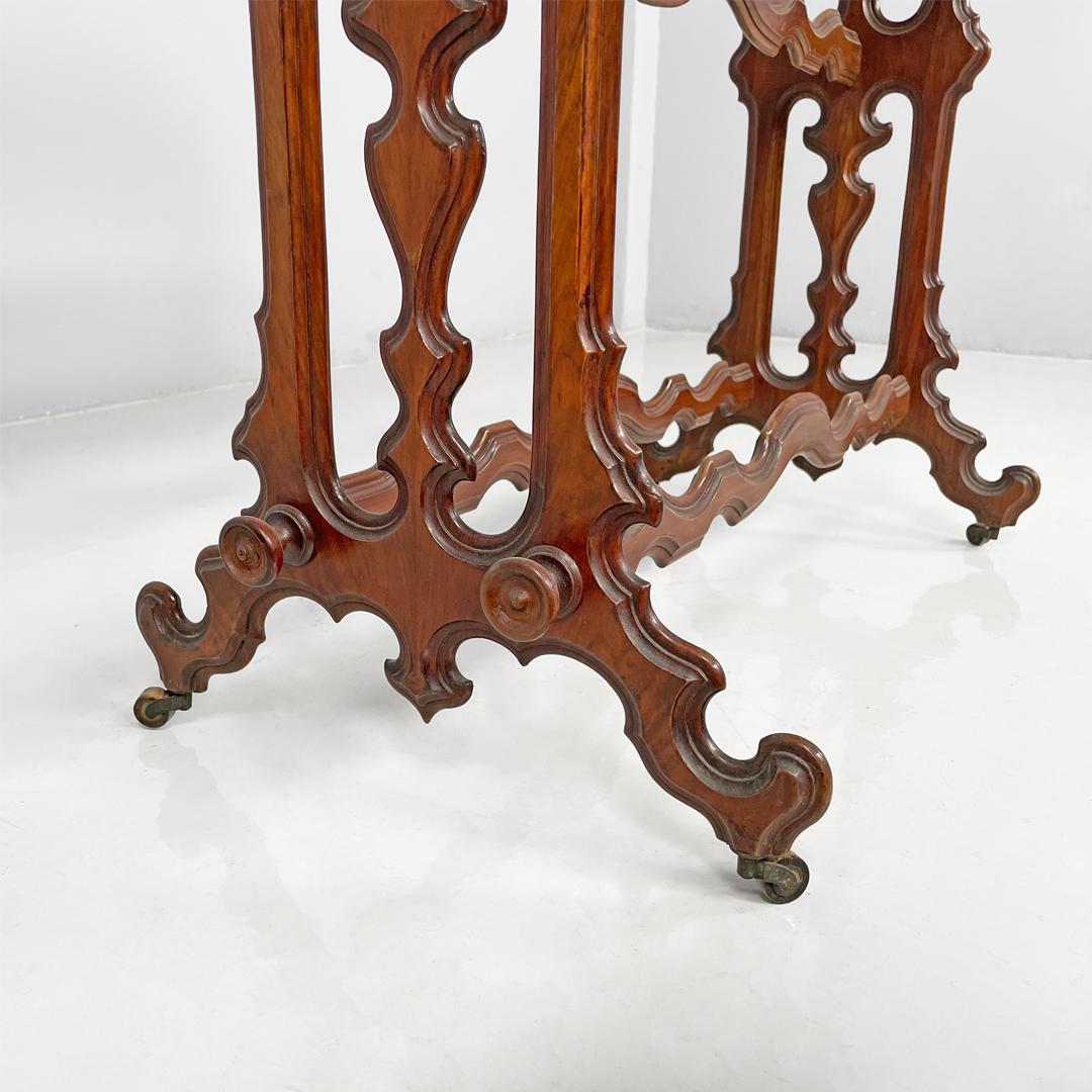 Italian antique rectangular wooden coffee table with wheels, 1800s For Sale 13