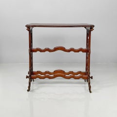 Italian antique rectangular wooden coffee table with wheels, 1800s