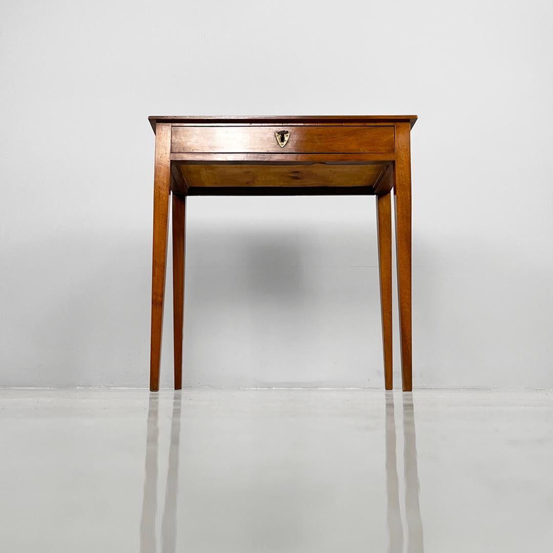Mid-18th Century Italian antique rectangular wooden desk with drawer, 1750s For Sale