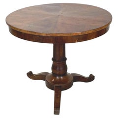 Italian antique round and finely worked wood dining table, 1800s        