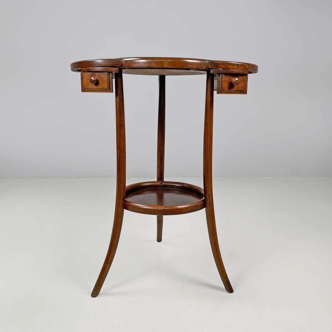 Italian antique rounded wooden coffee tables with two drawers, early 1900s 1