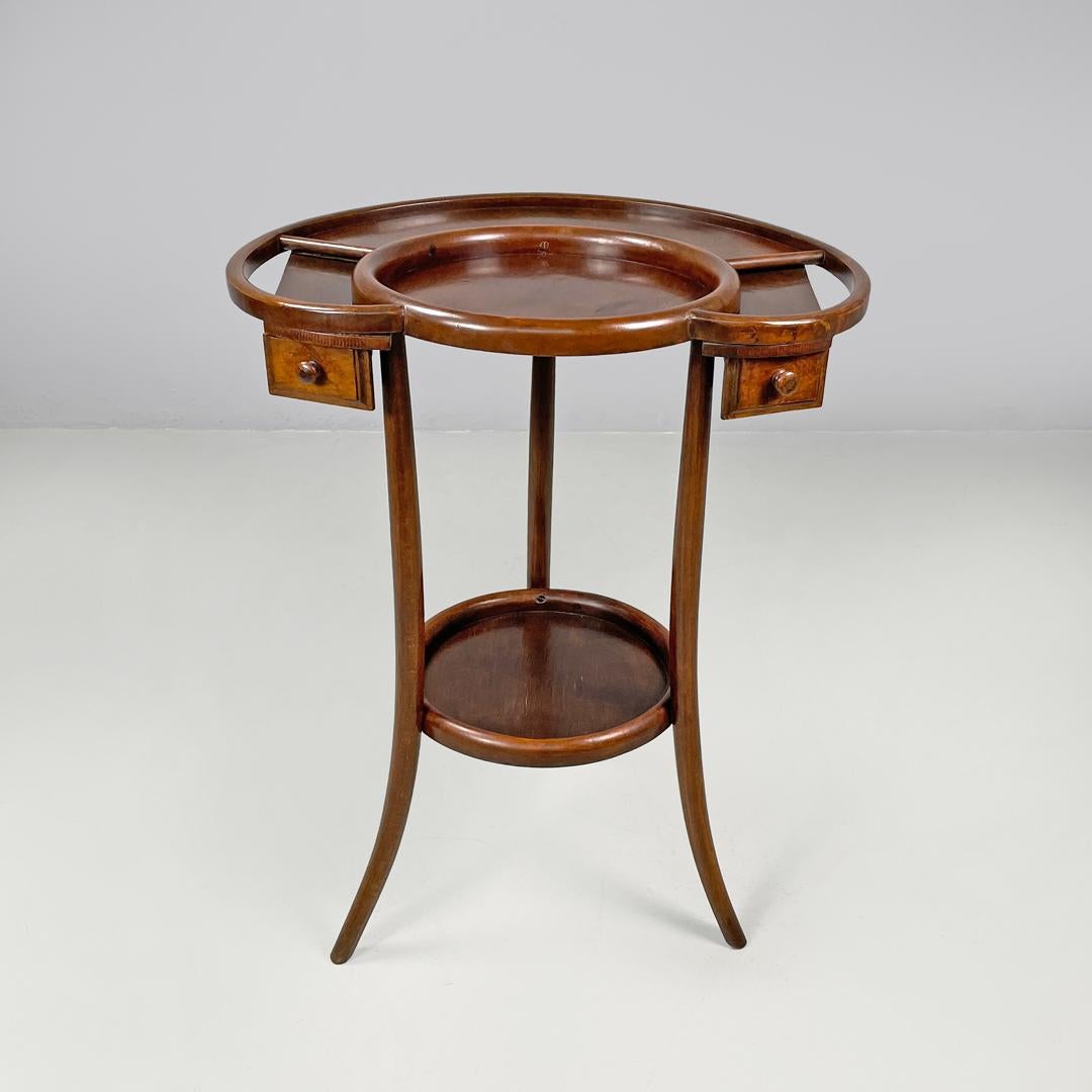 Italian antique rounded wooden coffee tables with two drawers, early 1900s 2