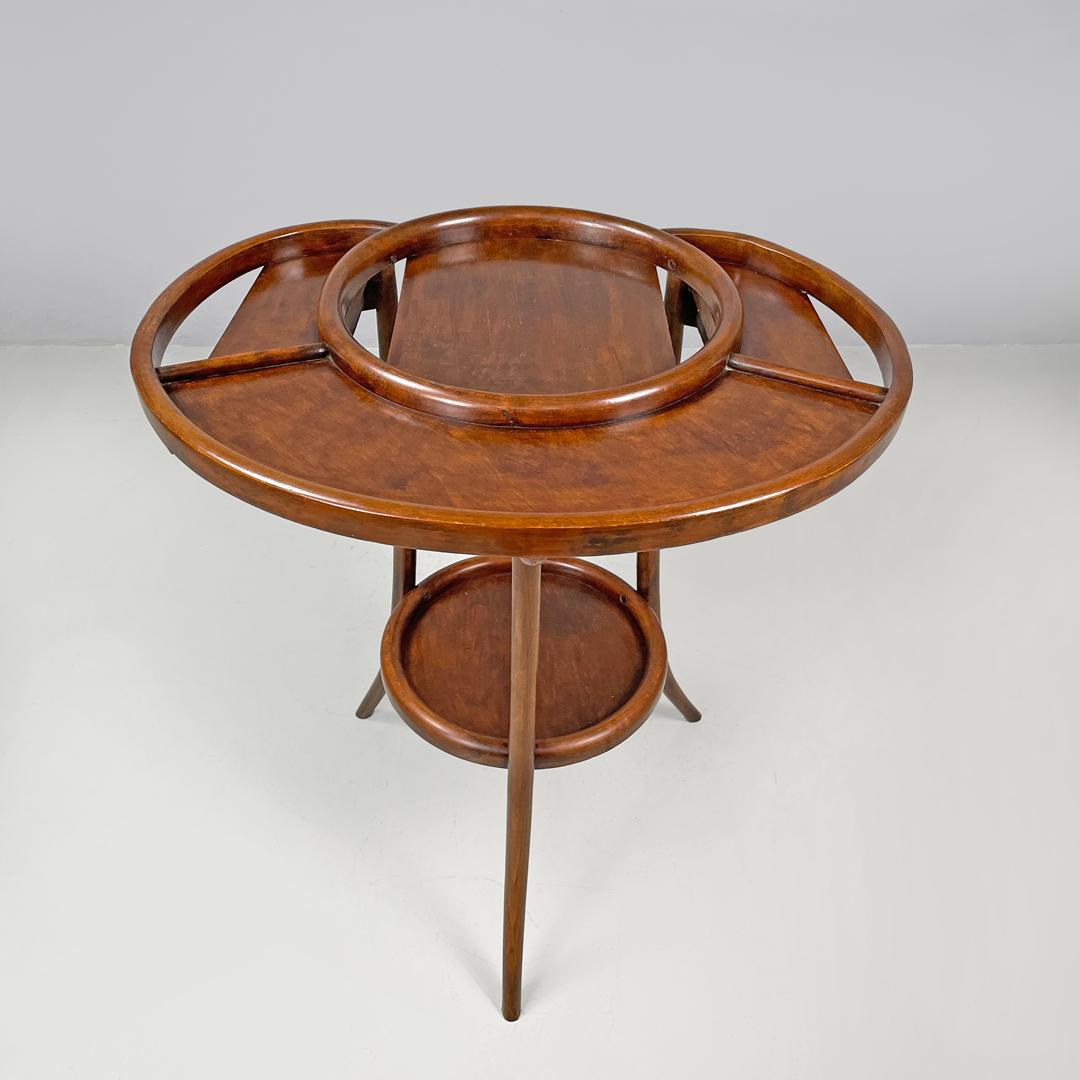 Italian antique rounded wooden coffee tables with two drawers, early 1900s 3