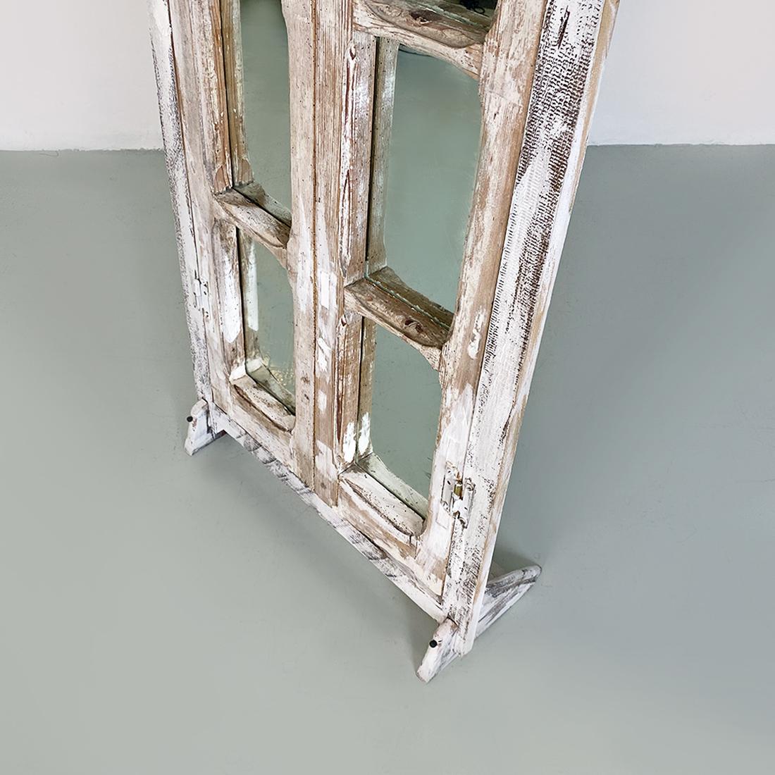 Italian Antique Rustic Freestanding Mirror, Made from a Wooden Swing Door, 1940s For Sale 6