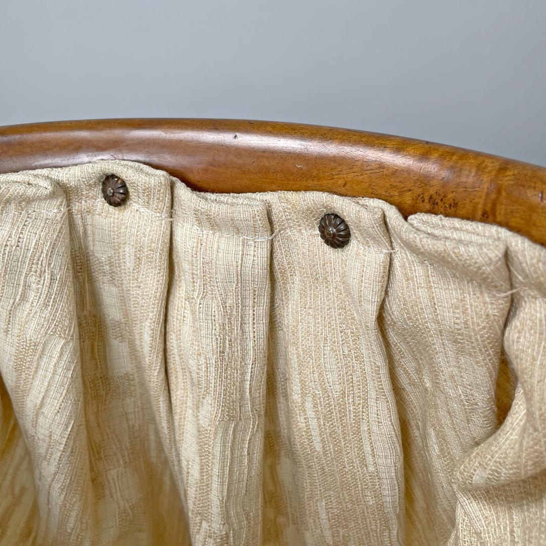 Italian antique sewing stand with wood basket and fabric lining, 1800s For Sale 8