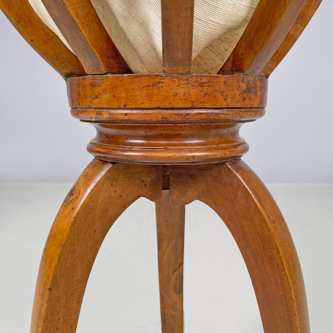 Italian antique sewing stand with wood basket and fabric lining, 1800s For Sale 13