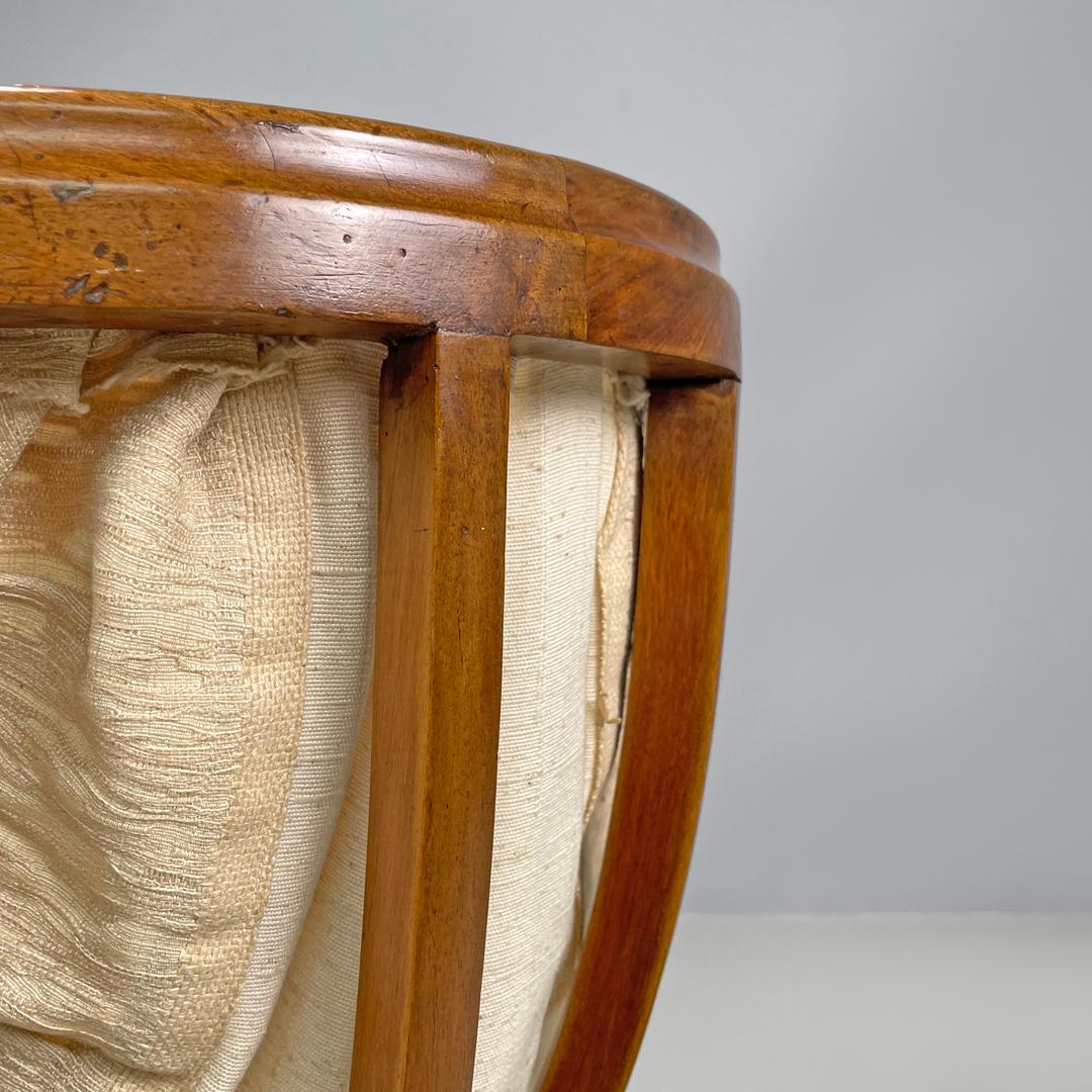 Italian antique sewing stand with wood basket and fabric lining, 1800s For Sale 3