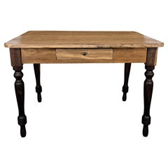 Italian Antique Solid Walnut Rustic Dining Table Writing Desk