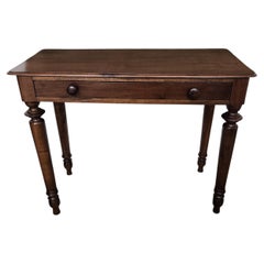 Italian Antique Solid Walnut Rustic Kitchen Table Desk Writing Table