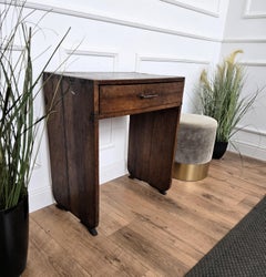 Petite table console rustique italienne en noyer massif ancien Table de bureau
