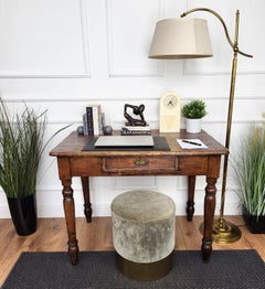 Italian Antique Solid Walnut Rustic Table Desk Writing Table