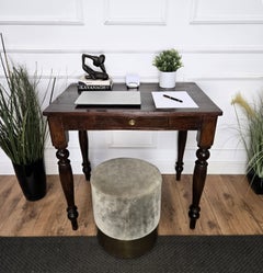 Italian Antique Solid Walnut Rustic Table Desk Writing Table