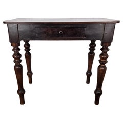 Italian Antique Solid Walnut Rustic Table Desk Writing Table