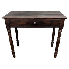 Italian Antique Solid Walnut Rustic Table Desk Writing Table