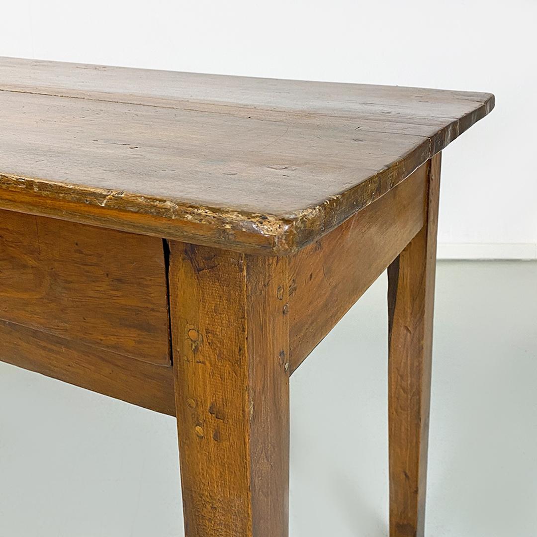 Italian Antique Solid Wood and Brass Details Dining Table or Desk, 1900s For Sale 5