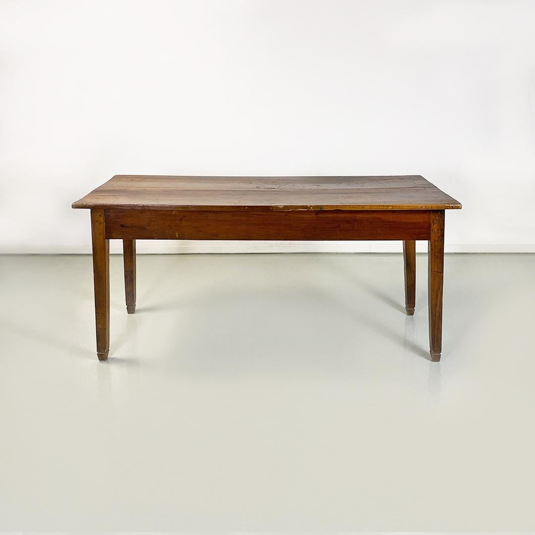 Mesa de comedor o escritorio italiano antiguo de madera maciza y detalles de latón, 1900 en venta 6