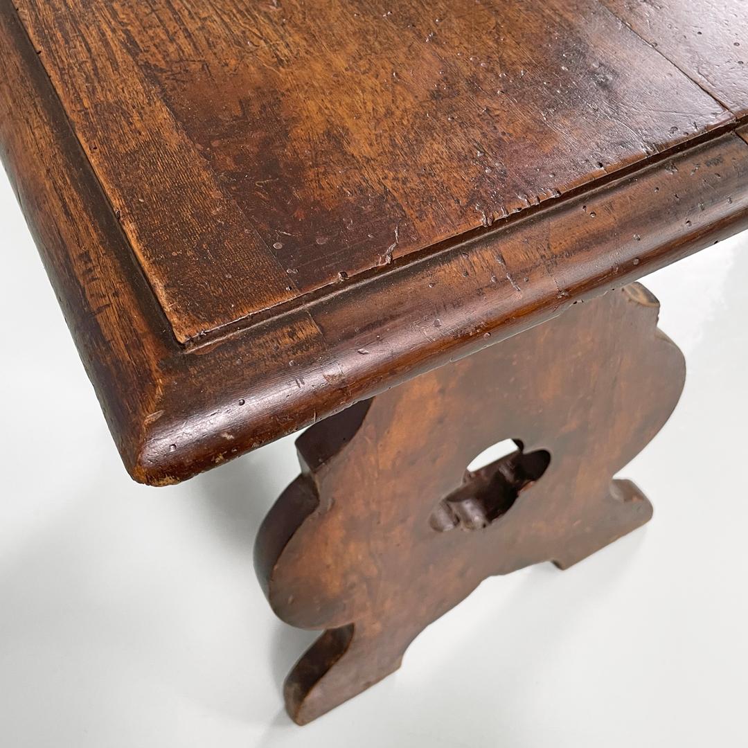 Italian antique square seat stool in decorated wood, late 1800s in vendita 9