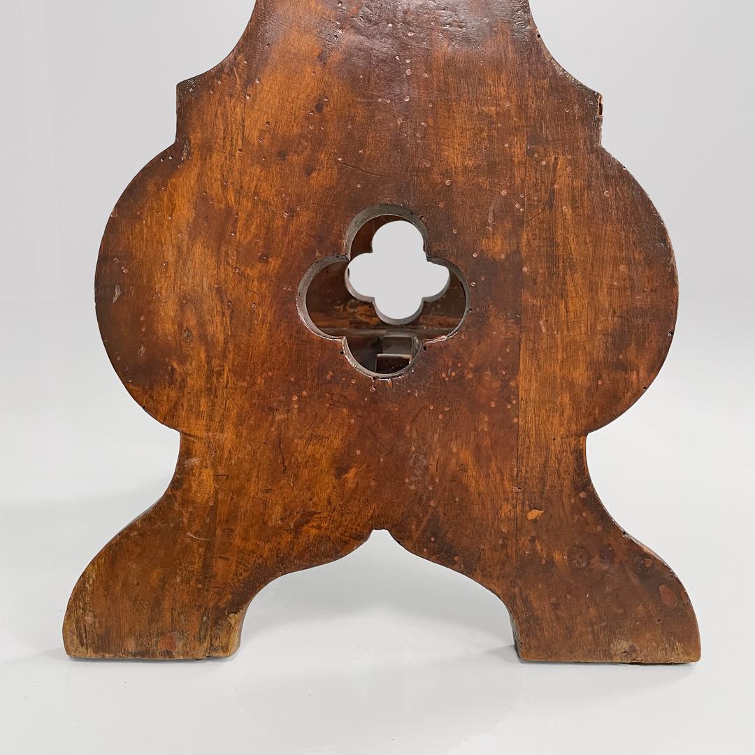 Italian antique square seat stool in decorated wood, late 1800s in vendita 12