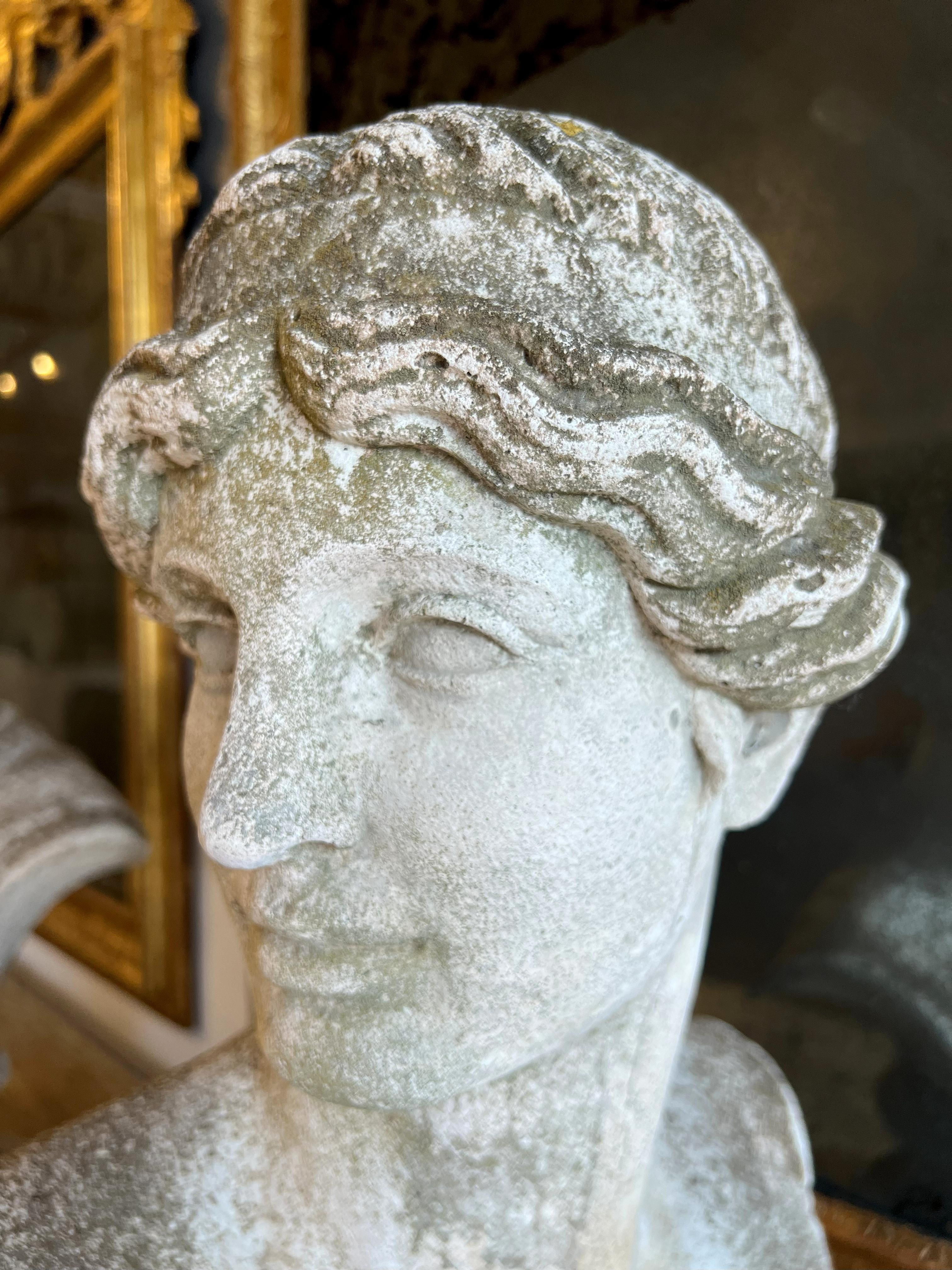 Italian Antique Stone Cast Bust of Athena Lemnia 5