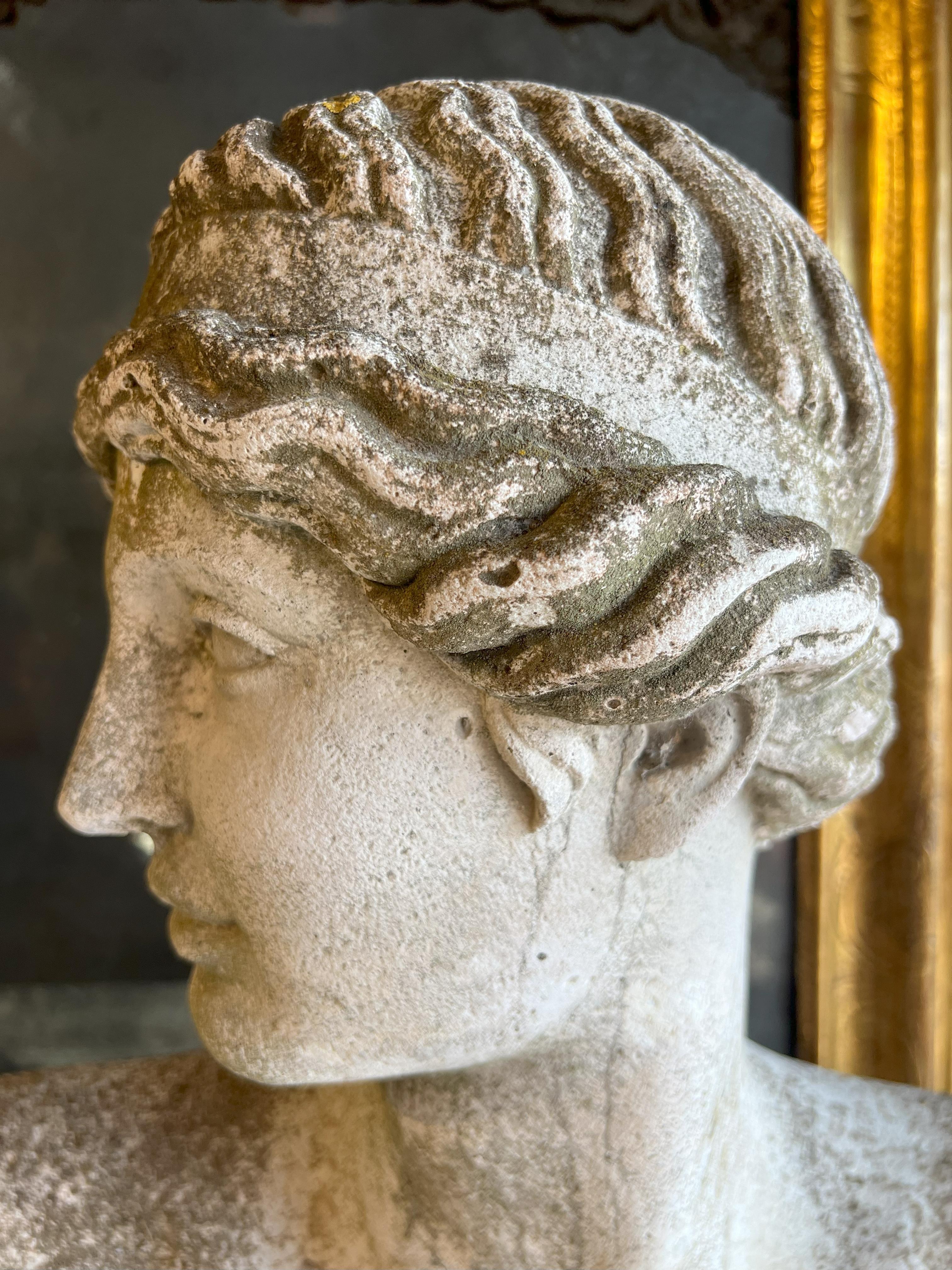 Italian Antique Stone Cast Bust of Athena Lemnia 6