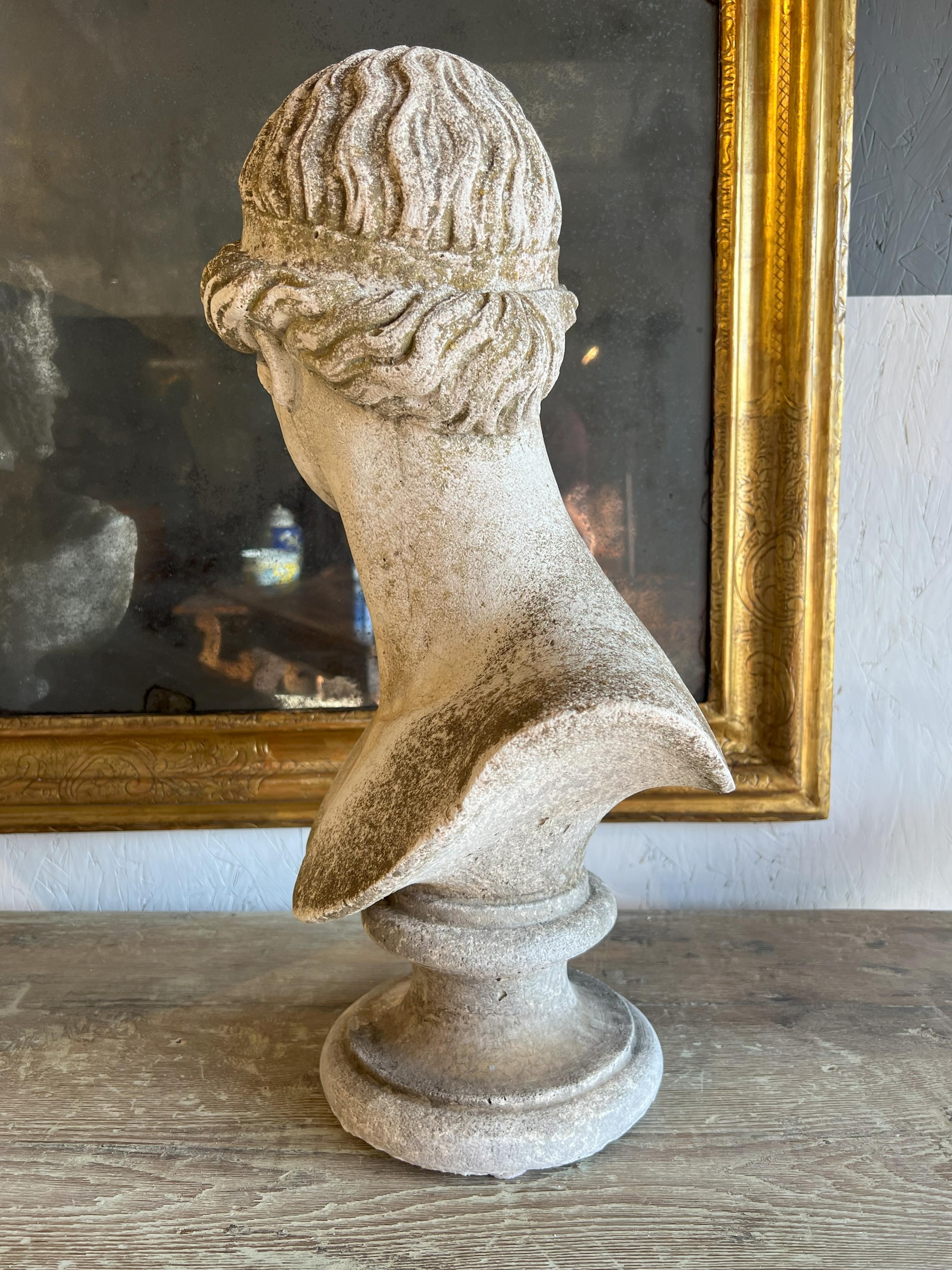19th Century Italian Antique Stone Cast Bust of Athena Lemnia