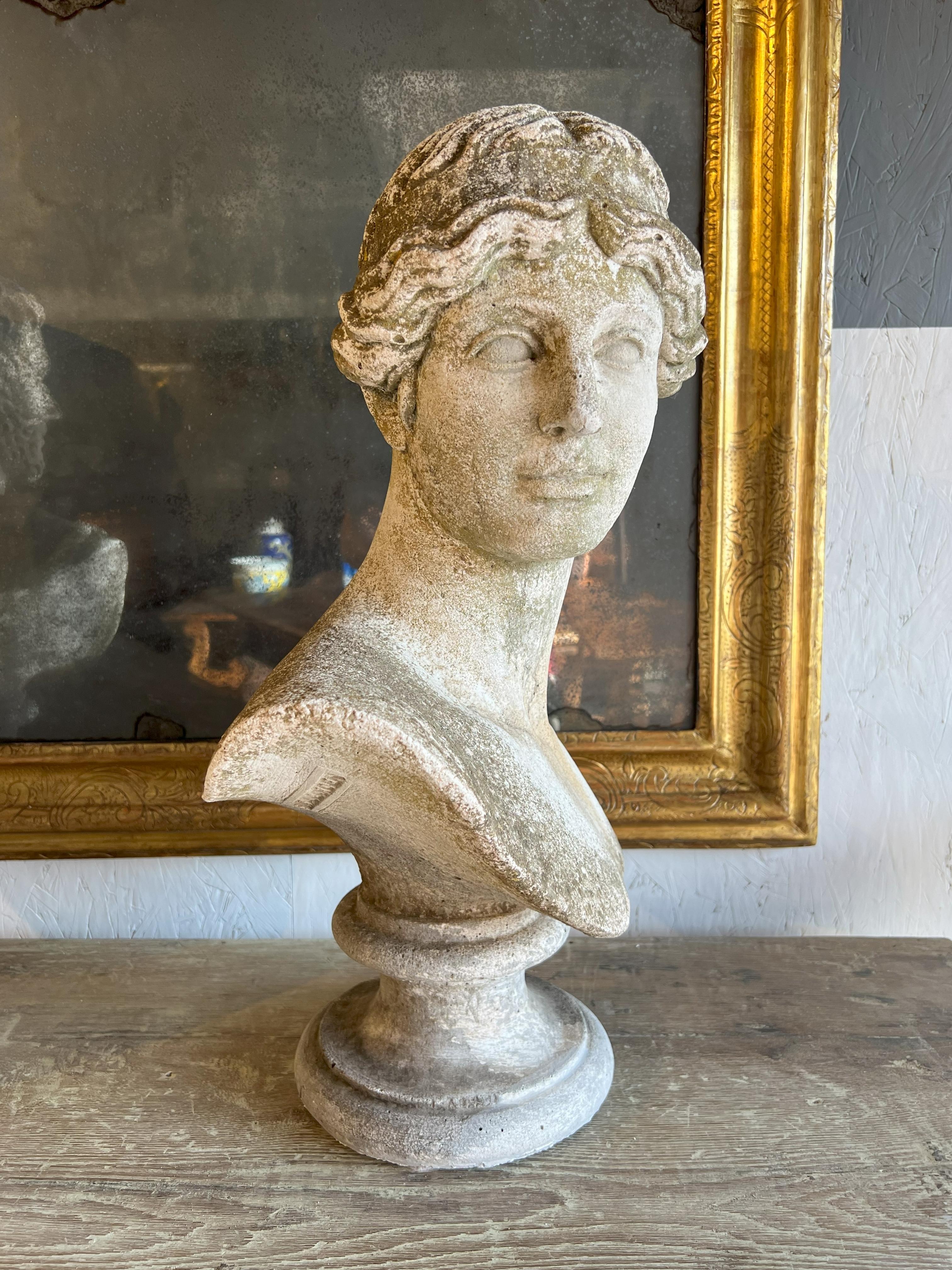 Italian Antique Stone Cast Bust of Athena Lemnia 1