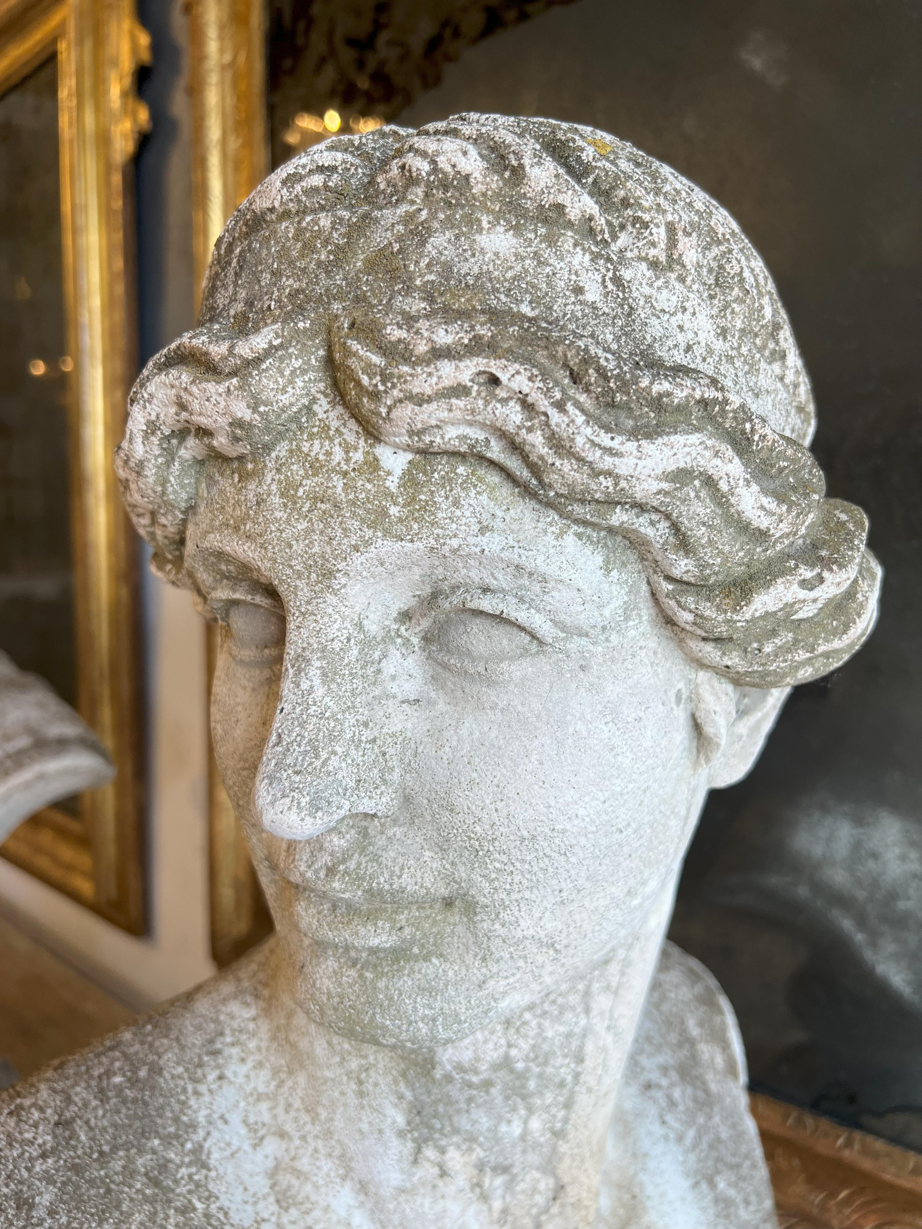Italian Antique Stone Cast Bust of Athena Lemnia 3