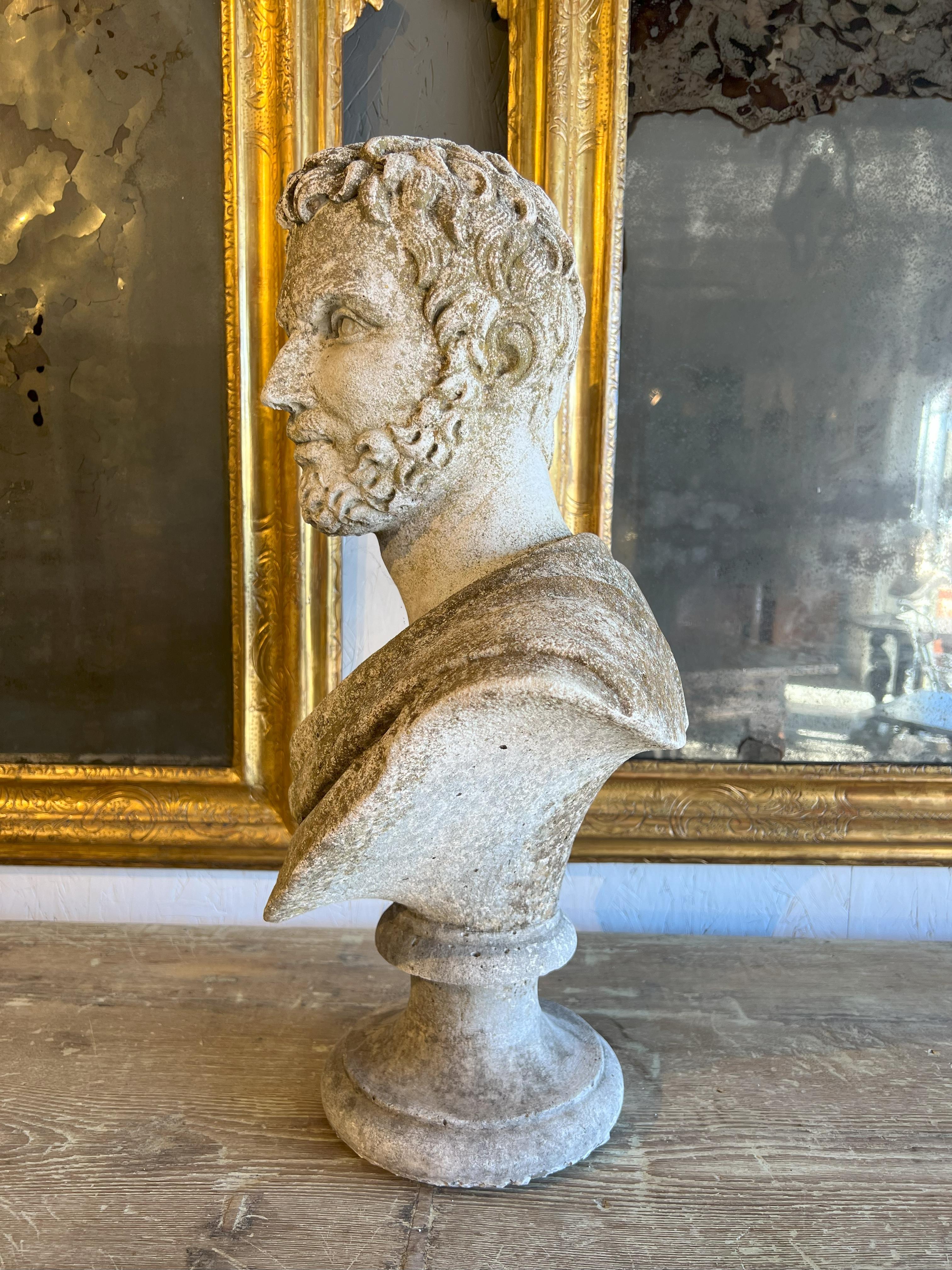 19th Century Italian Antique Stone Cast Bust of Marcus Aurelius Caracalla  For Sale