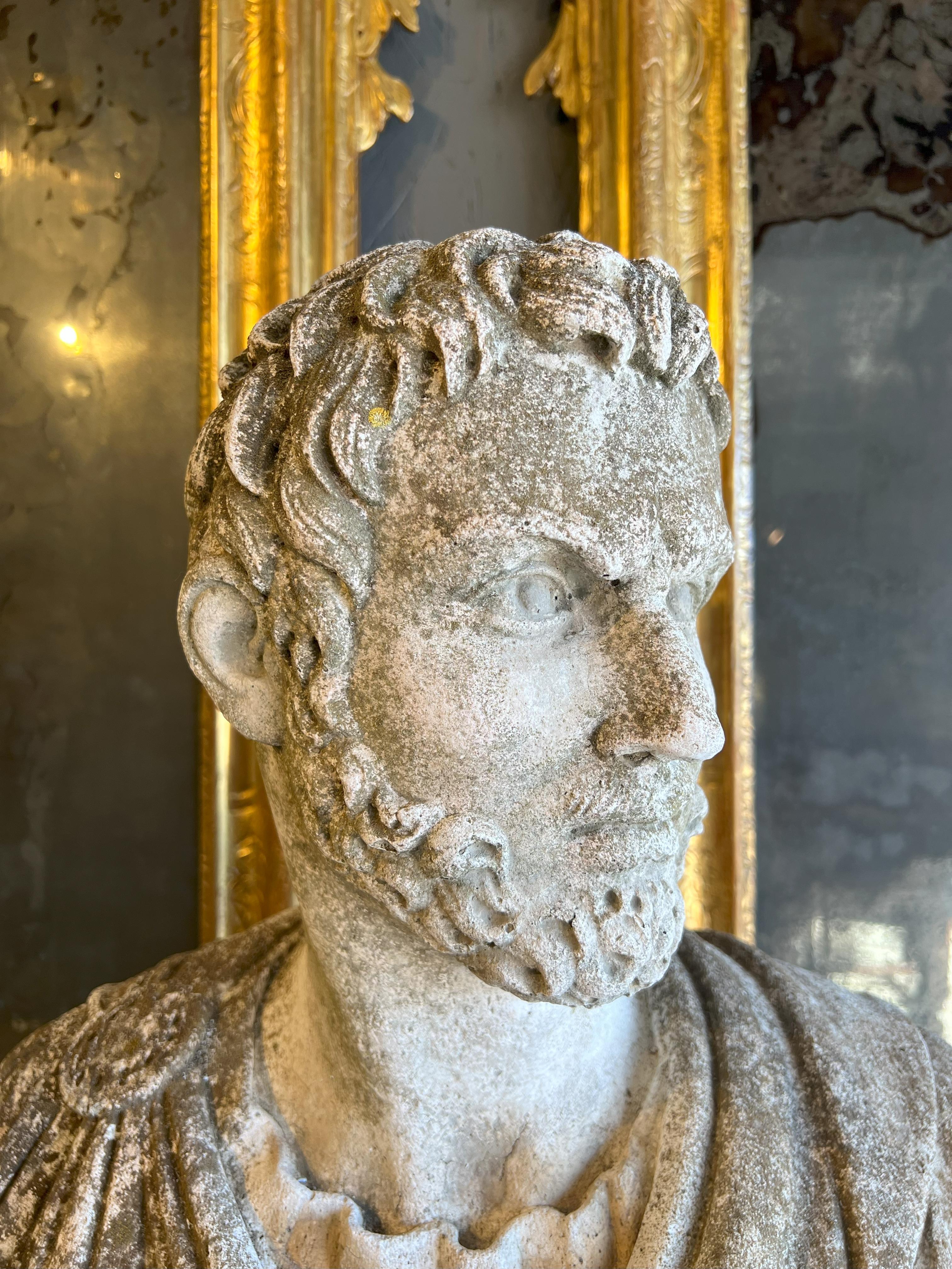 Italian Antique Stone Cast Bust of Marcus Aurelius Caracalla  For Sale 1