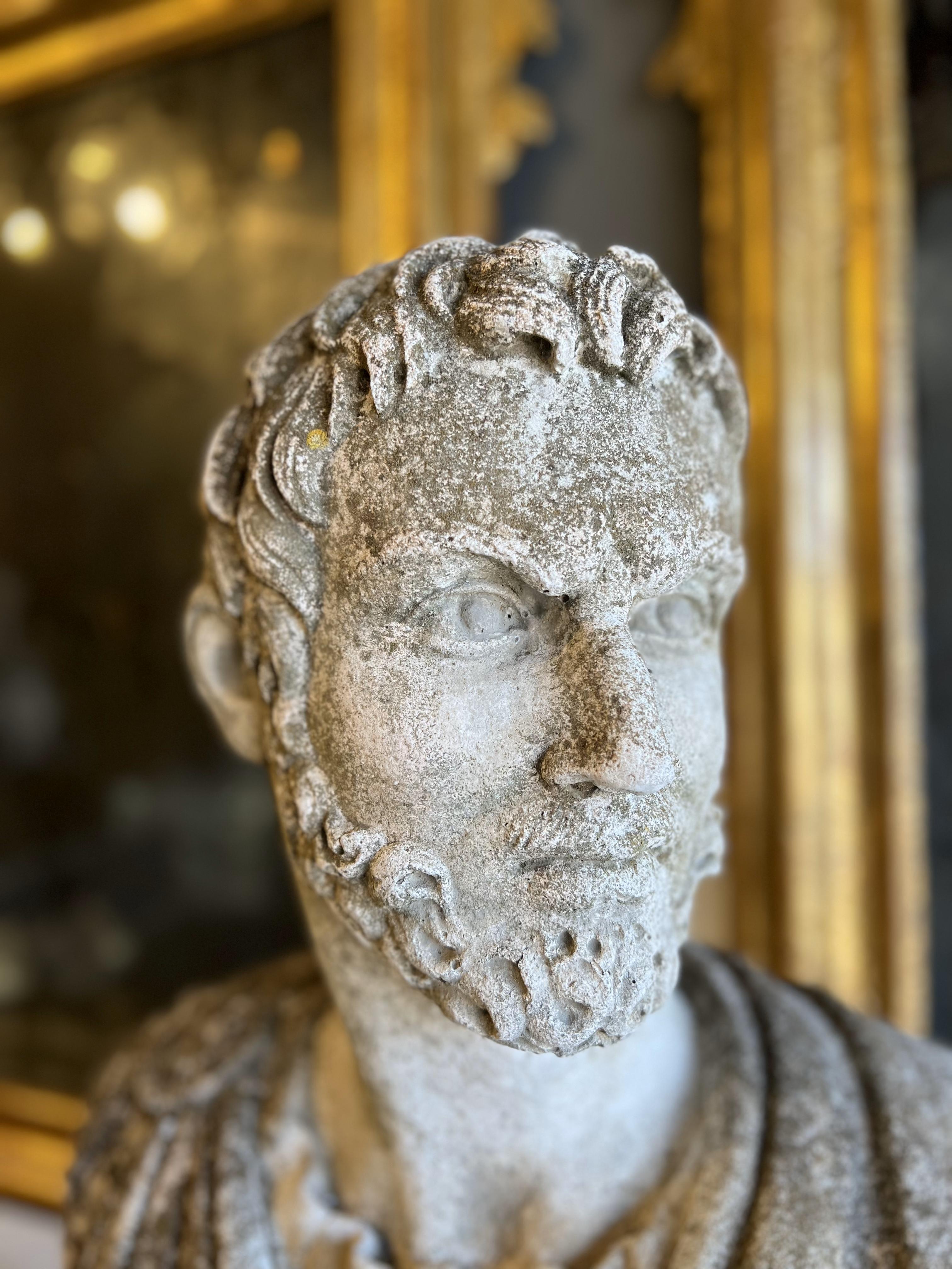 Italian Antique Stone Cast Bust of Marcus Aurelius Caracalla  For Sale 2