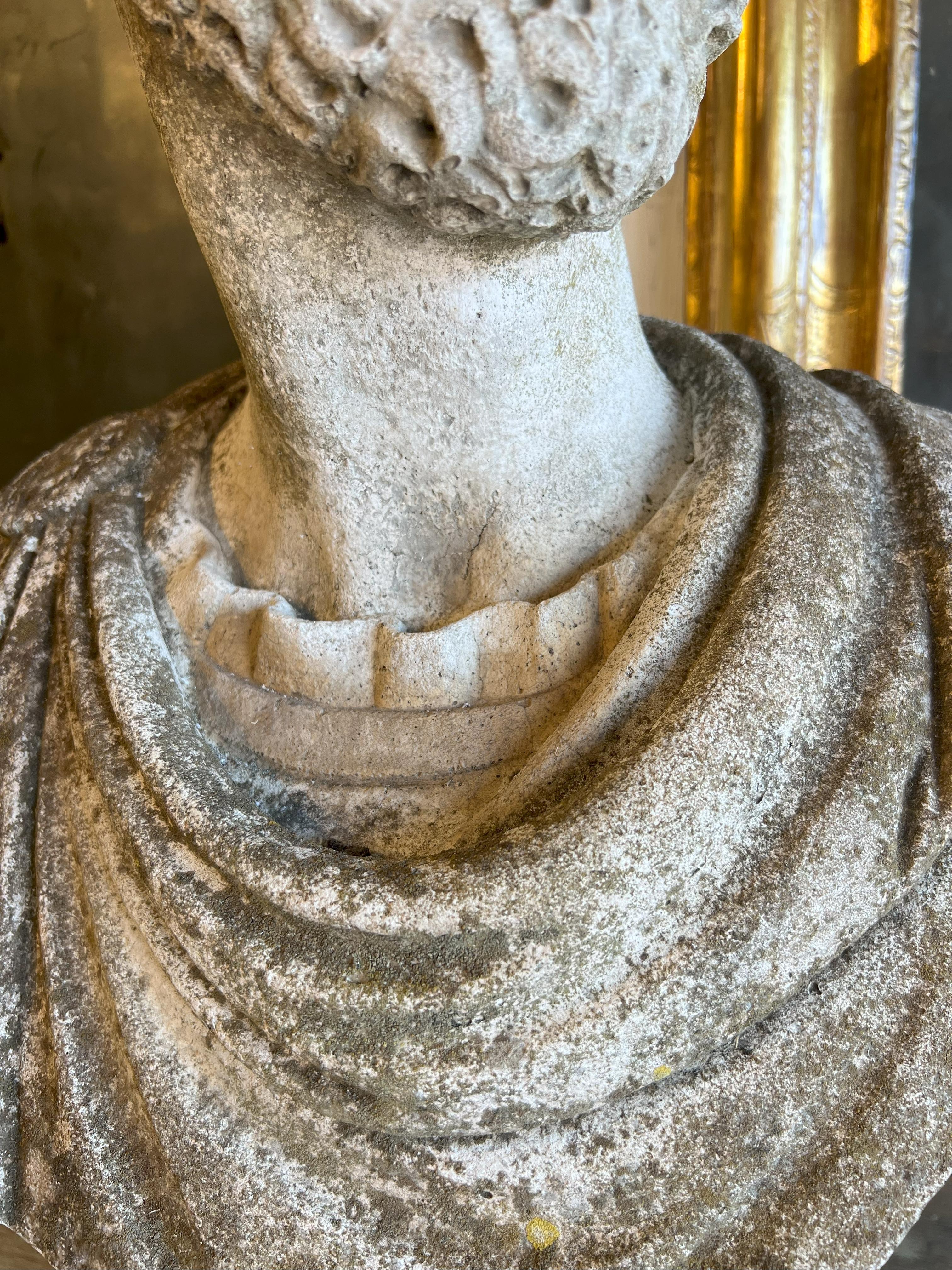 Italian Antique Stone Cast Bust of Marcus Aurelius Caracalla  For Sale 3