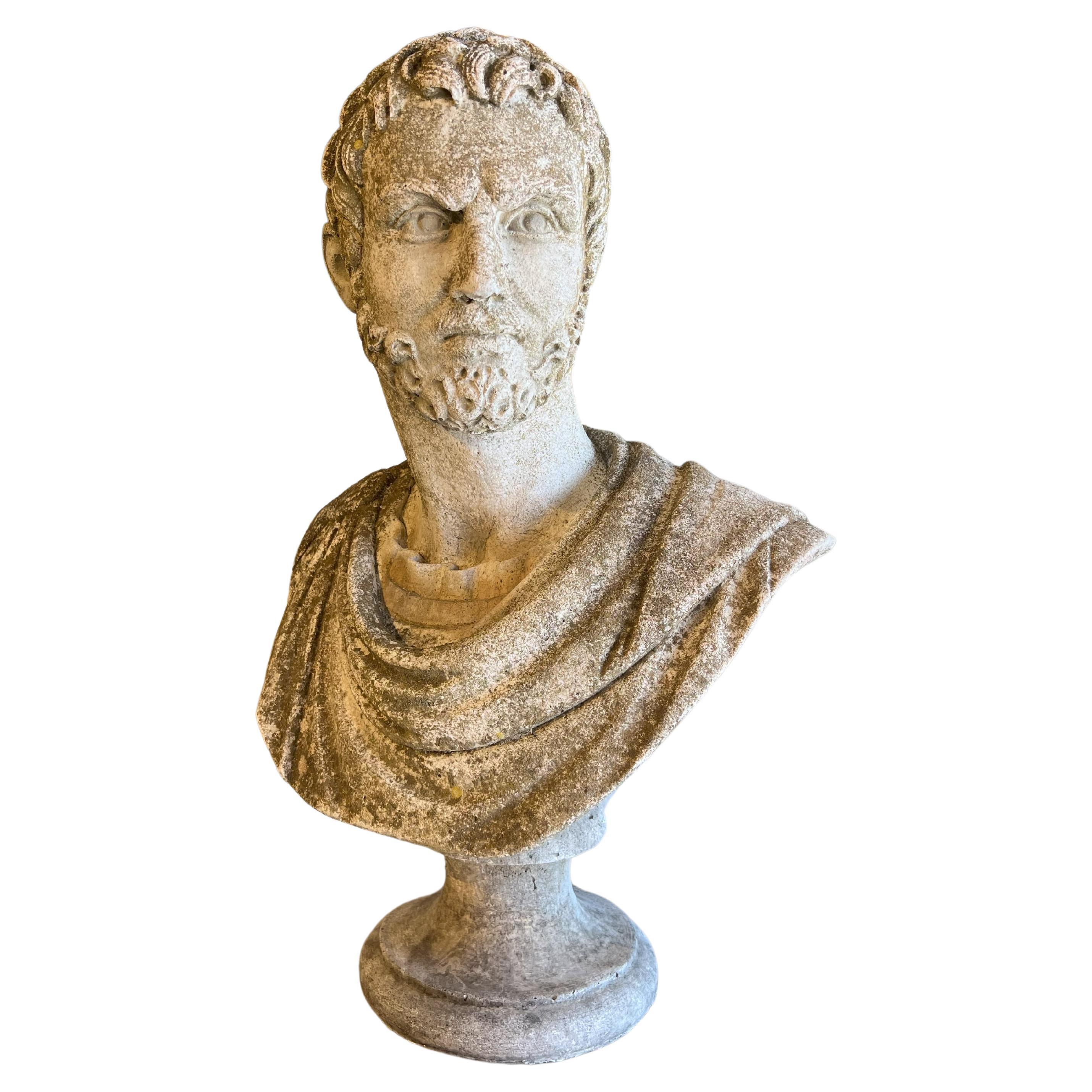 Italian Antique Stone Cast Bust of Marcus Aurelius Caracalla 