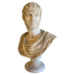 Italian Antique Stone Cast Bust of Marcus Aurelius Caracalla 