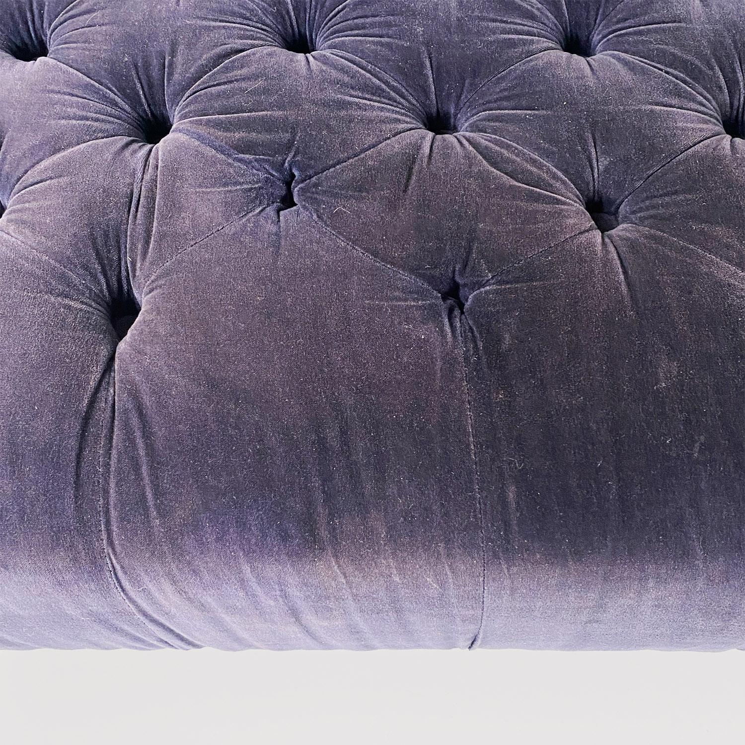 Italienische Dormeuse oder Chaiselongue aus blauem Samt und Holz im antiken italienischen Stil, 1980er Jahre im Angebot 6