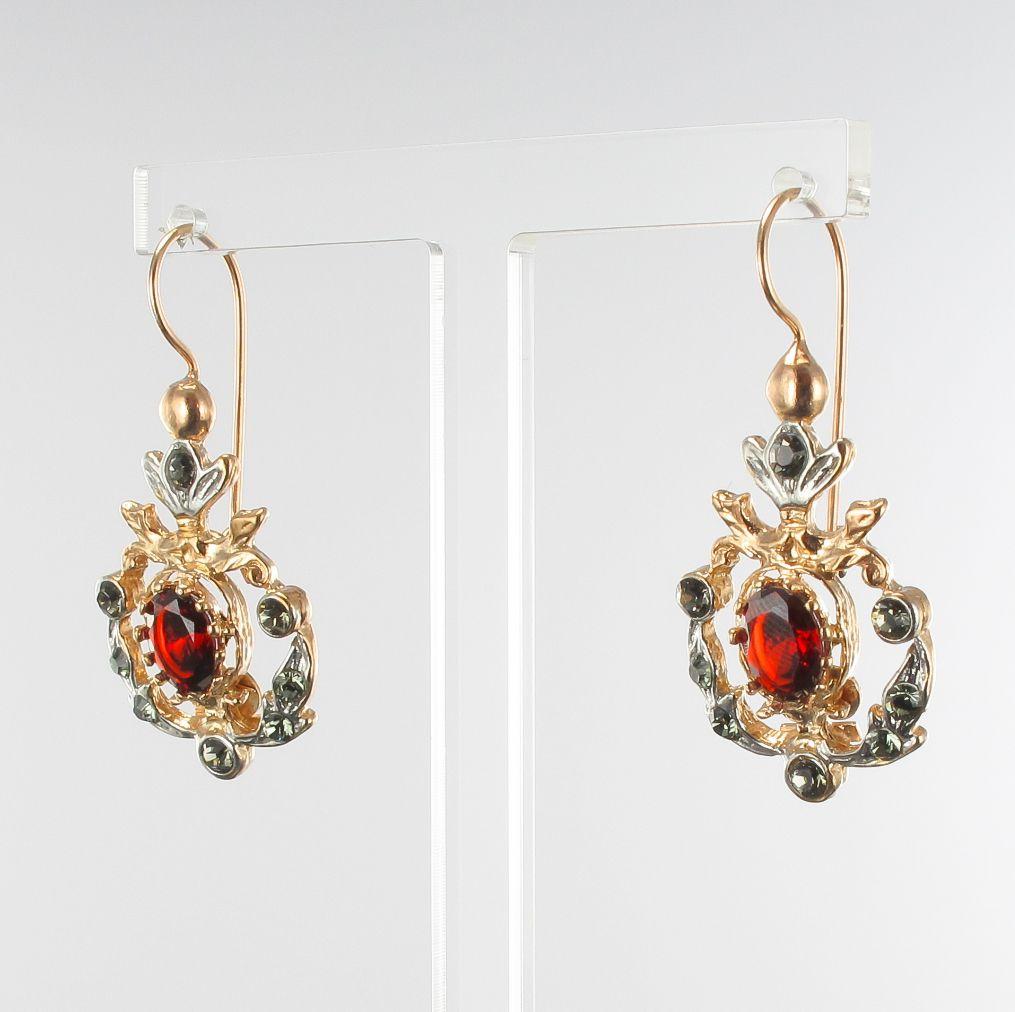 Greek Revival Italian Antique Style Crystal Vermeil Lever, Back Earrings